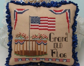 Counted Cross Stitch Pattern, Grand Old Flag, Patrotic, American Flag, Americana Decor, Carolyn Robbins, KiraLyns Needlearts. PATTERN ONLY