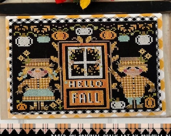 Counted Cross Stitch Pattern, aDOORables, Fall, Fall Decor, Acorns, Oak Leaves, Stitching Housewives, PATTERN ONLY