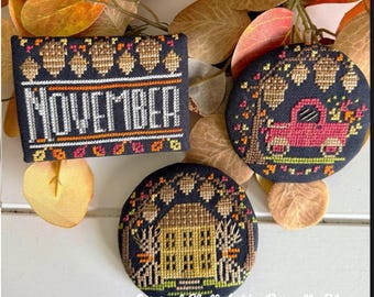 Counted Cross Stitch Pattern, Good Old Days, November, Fall Decor, Seasonal Monthly Series, Stitching Housewives, PATTERN ONLY