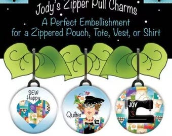 Zipper Pull Charms, Project Bag Accessory, Pouch Embellishment, USA Handmade, Quilter Charms, Quilters Gifts by Jody, Jody Houghton Designs