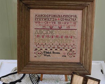 Counted Cross Stitch, A Loving Tribute to Family, Elizabeth Brown's Work 1792, Reproduction Sampler, 1897 Schoolhouse Samplers, PATTERN ONLY