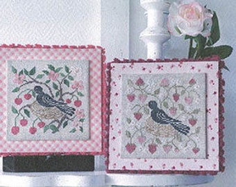 Counted Cross Stitch Pattern, Nids Printemps Ete, Nests Spring Summer, Robins, Flower Motifs, Collection Tralala, PATTERN ONLY