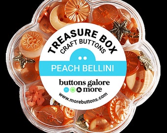 Peach Bellini, Treasure Box, Specialty Buttons, Peach Buttons, Craft Buttons, Shank Buttons, Decorative Buttons, Buttons Galore & More