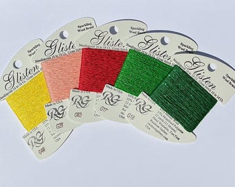 Glisten, Fruit Juicy, Sparkling Wool Braid, Needlepoint, Cross Stitch, Wool Braid Thread Pack, Merino Wool, Metallized, Rainbow Gallery