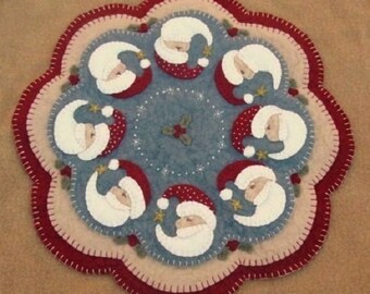 Wool Applique Pattern,  Believe, Wool Table Mat, Candle Mat, Christmas Decor, Santa, Holly Leaves, Penny Lane Primitives, PATTERN ONLY