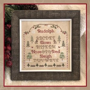 Counted Cross Stitch Pattern, Rudolph&#39;s Sampler, Christmas Decor, Pillow Ornament, Bowl Filler, Little House Needleworks, PATTERN ONLY
