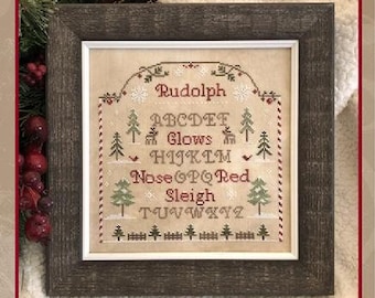 Counted Cross Stitch Pattern, Rudolph's Sampler, Christmas Decor, Pillow Ornament, Bowl Filler, Little House Needleworks, PATTERN ONLY