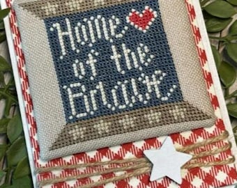 Counted Cross Stitch Pattern, Brave Spool, Patriotic, Americana, Summer Decor, Pillow Ornament, Bowl Filler, Crafty Bluebonnet, PATTERN ONLY