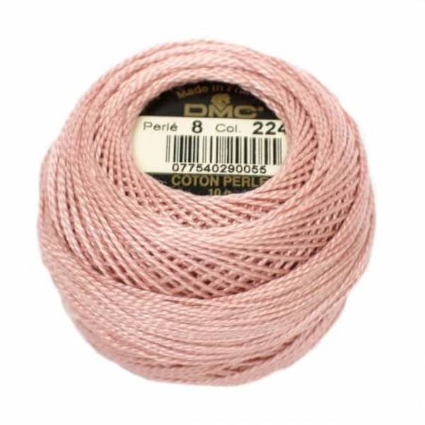 DMC Perle Cotton, Size 8, DMC 224, Light Shell Pink, Pearl Cotton Ball, Embroidery Thread, Punch Needle, Penny Rug, Wool Applique