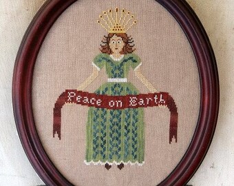 Counted Cross Stitch Pattern, Peace on Earth, Christmas Decor, Christmas Angel, Beth Twist, Heartstring Samplery, PATTERN ONLY