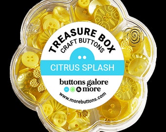 Citrus Splash, Treasure Box, Specialty Buttons, Yellow Buttons, Craft Buttons, Shank Buttons, Decorative Buttons, Buttons Galore & More