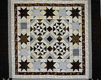 Quilt Pattern, Iced Chocolates, Quilted Wall Hanging, Lap Quilt, Star Quilt, Medallion Quilt, Cottage Rose Quilt, Deb Eggers, PATTERN ONLY