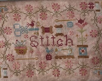 Counted Cross Stitch Pattern, Stitch, Words to Live By Series, Primitive Rustic, Pansy Patch Quilts and Stitchery, PATTERN ONLY
