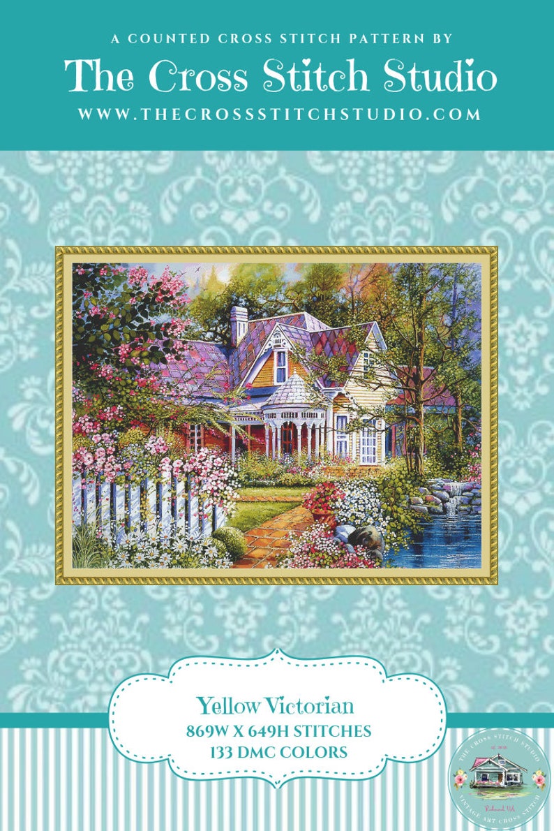 Victorian Home With Flower Garden Counted Cross Stitch Pattern Cross Stitch Art Collectibles Deshpandefoundationindia Org