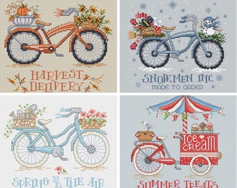 Counted Cross Stitch Pattern, Joy in the Journey Series, Seasonal Decor, Bicycles, Inspirational, Quotes, Sue Hillis Designs, PATTERN ONLY