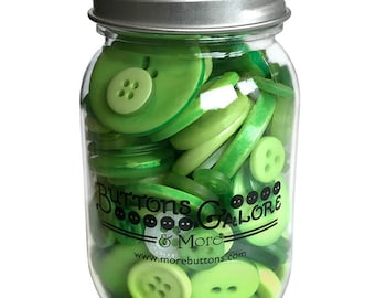 Greenery, Mason Jar, Sewing Buttons, 2 Hole Buttons, 4 Hole Buttons, Craft Buttons, Button Embellishment, Notions, Buttons Galore & More