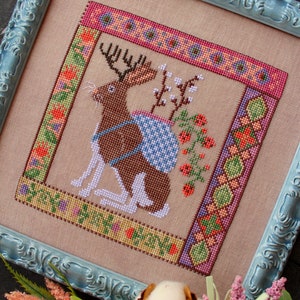 Counted Cross Stitch Pattern, Jackalopian Tapestry, Mythological, Fantasy, Jackalope, Mythology, Lindy Stitches, PATTERN ONLY