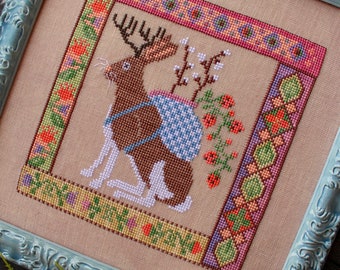 Counted Cross Stitch Pattern, Jackalopian Tapestry, Mythological, Fantasy, Jackalope, Mythology, Lindy Stitches, PATTERN ONLY