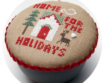 Counted Cross Stitch Pattern, Home for the Holidays, Christmas Decor, Christmas Ornament, Ornament, Heartware, Heart in Hand, PATTERN ONLY