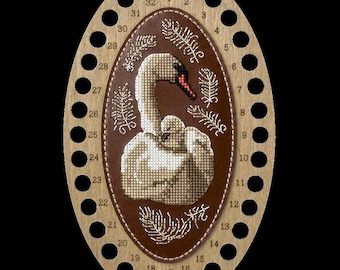 Swan Thread Organizer, Wooden Thread Keep, Cross Stitch Swan, Embroidery Tool, 32 Thread Holes, Mouline Thread, Wonderland Crafts, KIT ONLY
