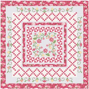 Quilt Pattern, Courtyard, Pieced Quilt, Appliqued Quilt, Wall Hanging, Bed Quilt, Spring decor, Summer Decor, Jillily Studio, PATTERN ONLY imagem 1