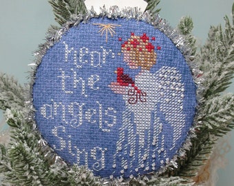 Counted Cross Stitch Pattern, Angels Sing, Christmas Decor, Manger, Pillow Ornament, Bowl Filler, KiraLyns Needlearts. PATTERN ONLY
