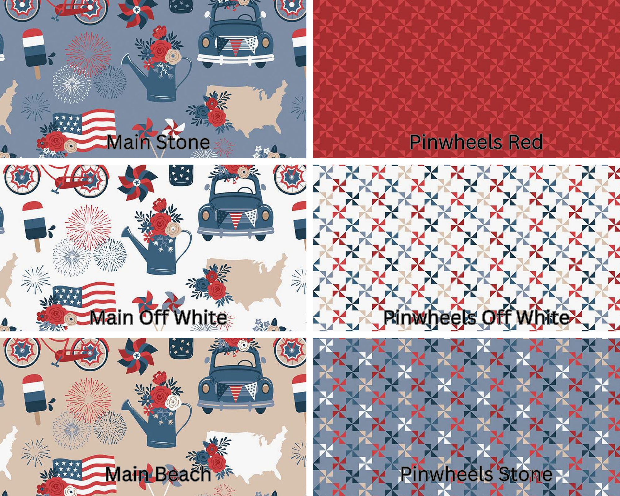 Red White And True Off White Pinwheels Yardage by Dani Mogstad for