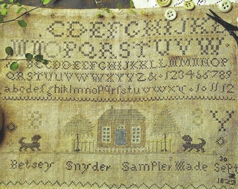 Counted Cross Stitch Pattern, Betsey Snyder 1822, Antique Reproduction, Cross Stitch Sampler, Primitive Decor, Brenda Gervais, PATTERN ONLY