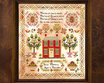 Counted Cross Stitch Pattern, Sarah Milthorp 1834, Reproduction Sampler, English Sampler, 19th Century, Hands Across the Sea, PATTERN ONLY