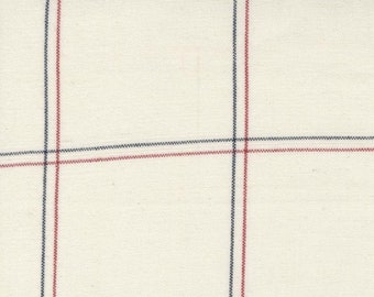 Moda, 100% Cotton Toweling, Cream Toweling Fabric, Americana Window Pane, 16" Wide, Pre-Hemmed on Side Edges, By the Yard, 920-285