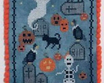 Counted Cross Stitch Pattern, Graveyard Ghouls, Halloween Decor, Pillow Ornament, Bowl Filler, Ghost, Praiseworthy Stitches, PATTERN ONLY