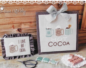 Counted Cross Stitch Pattern, Hot Cocoa, Hot Cocoa Mugs, Winter Decor, Kitchen Decor, Cocoa, Madame Chantilly, PATTERN ONLY