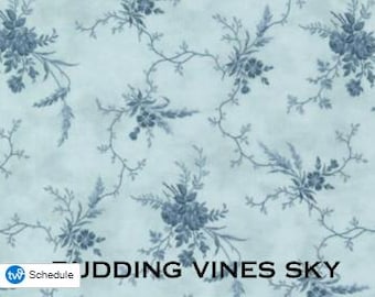 END OF BOLT, Quilt Fabric, Cascade, Budding Vines Sky, Quilters Cotton, Floral Fabric, Cottage Chic, Shabby Cottage, 3 Sisters, Moda Fabrics