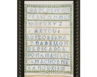 Counted Cross Stitch Pattern, Bernarda Bellon 1838, Spanish Sampler, Reproduction Sampler, Birgit Tolman, The Wishing Thorn, PATTERN ONLY