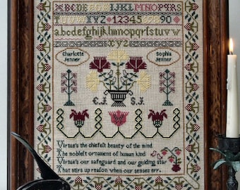 Counted Cross Stitch Pattern, Charlotte & Sophia Sampler, Reproduction Sampler, Brenda Keyes, The Sampler Company, PATTERN ONLY