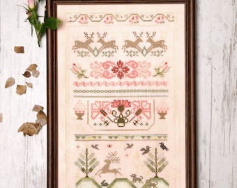Counted Cross Stitch Pattern, The Forest Sampler, Woodland Animals, Country Primitive, Samplers and Primitives, PATTERN ONLY