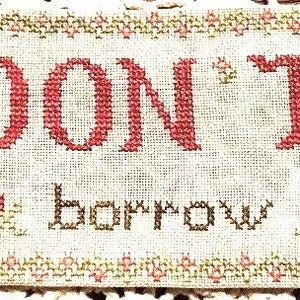 Counted Cross Stitch Pattern, Don't Touch Scissor Spool, Sampler ...