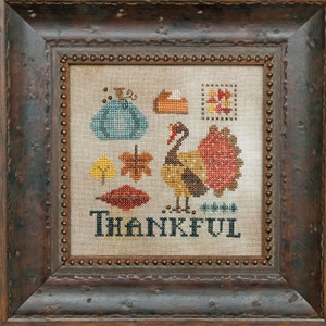 Counted Cross Stitch Pattern, Doodles Thanksgiving, Fall Decor, Pumpkin, Primitive Decor, Turkey, Heart in Hand, PATTERN ONLY