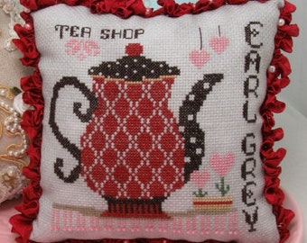 Counted Cross Stitch Pattern, Earl Grey, Tea Shop, Valentine's Day Decor, Carolyn Robbins, KiraLyns Needlearts, PATTERN ONLY