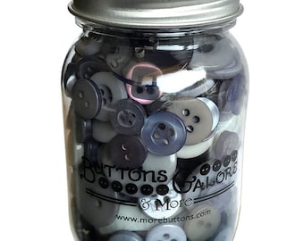 Smokey Greys, Mason Jar, Sewing Buttons, 2 Hole Buttons, 4 Hole Buttons, Craft Buttons, Button Embellishment, Buttons Galore & More, MJ111