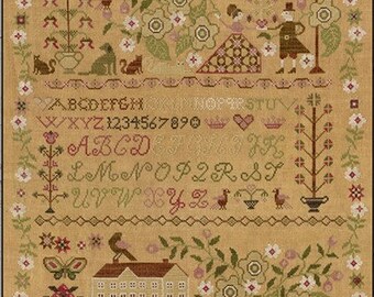 Counted Cross Stitch Pattern, Faith Hope Peace Love, Sampler, Inspirational, Primitive Decor, Teresa Kogut, PATTERN ONLY