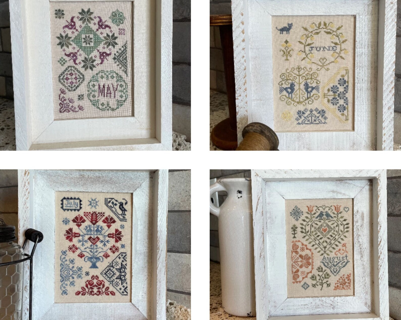 Counted Cross Stitch Pattern Quaker Series Monthly Quaker Etsy