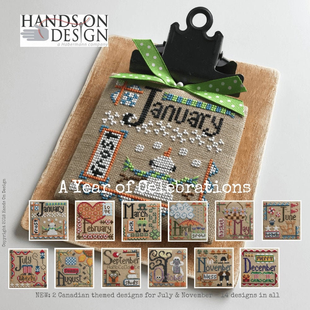 Cross Stitch Pattern, A Year of Celebrations, Calendar, Monthly