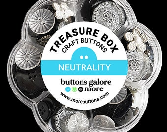Neutrality, Treasure Box, Specialty Buttons, Black Buttons, Craft Buttons, Shank Buttons, Decorative Buttons, Buttons Galore & More