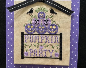 Counted Cross Stitch Pattern, Purple Pumpkin Party, Pumpkins, Crows, Halloween Decor, Purple Pumpkins, ScissorTail Designs, PATTERN ONLY