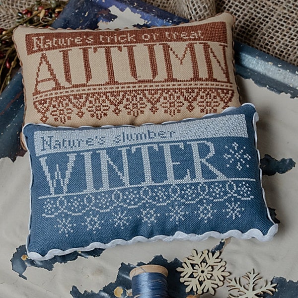 Cross Stitch Pattern, For All the Seasons I & II, Autumn and Winter, Spring and Summer, Pillows, Erica Michaels, Pattern ONLY
