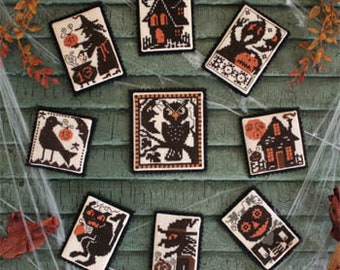 Counted Cross Stitch, Halloweenies, Pillow Ornaments, Bowl Fillers, Halloween Decor, Owl, Witch, Crow, The Prairie Schooler,  PATTERN ONLY