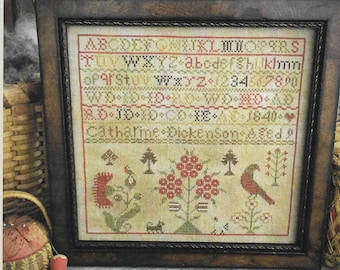 Counted Cross Stitch Pattern, Catharine Dickenson 1840, Antique Reproduction, Reproduction Sampler, Scattered Seed Samplers, PATTERN ONLY