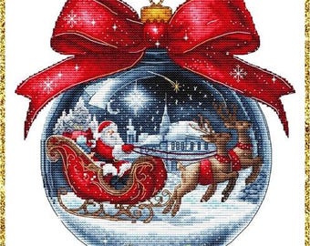 Counted Cross Stitch Pattern, Christmas Ball 2025,  Christmas Decor, Christmas Eve Scene, Ornament, Les Petites Croix de Lucie, PATTERN ONLY