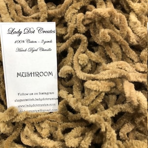 Chenille Trim, Mushroom, Lady Dot Creates, Chenille, Hand Dyed Chenille, Cotton Chenille, Sewing Notion, Sewing Accessory, Sewing Trim